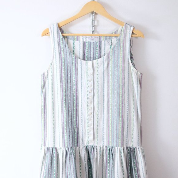 ❌SOLD❌vintage 90s woven stripe jumper dress - Picture 7 of 12